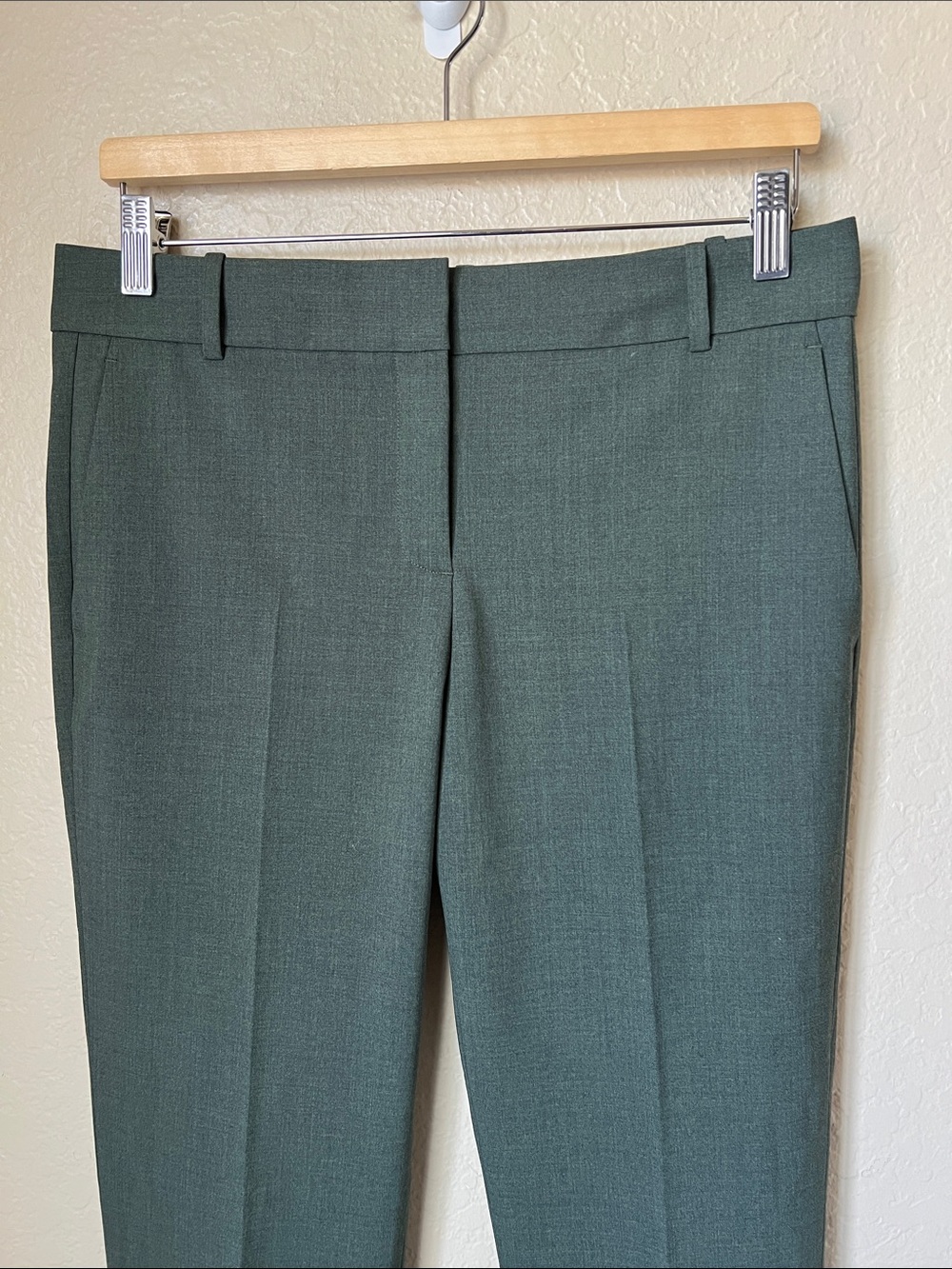 Theory dark green stretch wool slim straight trousers - Picture 3 of 8